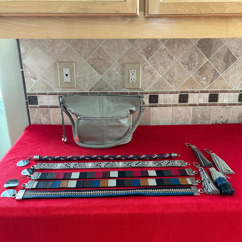 Brighton Your Bag Beck Beechwood Leather Organizer Purse Extra Straps & Tassels